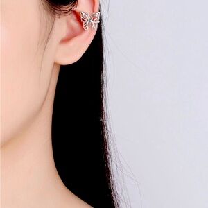 Single Accent 925 Sterling Silver Earring Butterfly Ear Clip Charm Jewelry Gifts
